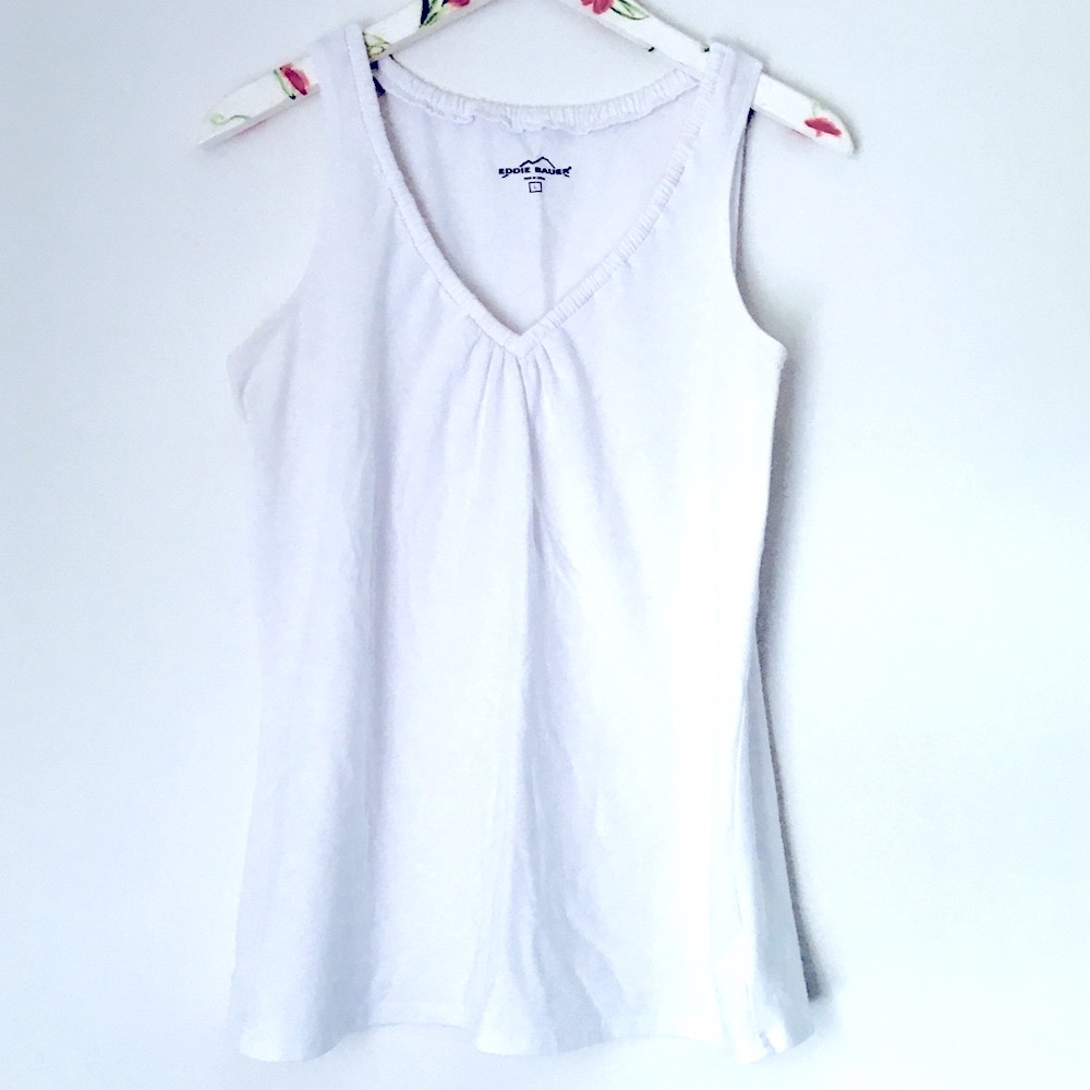 Eddie Bauer White V neck top